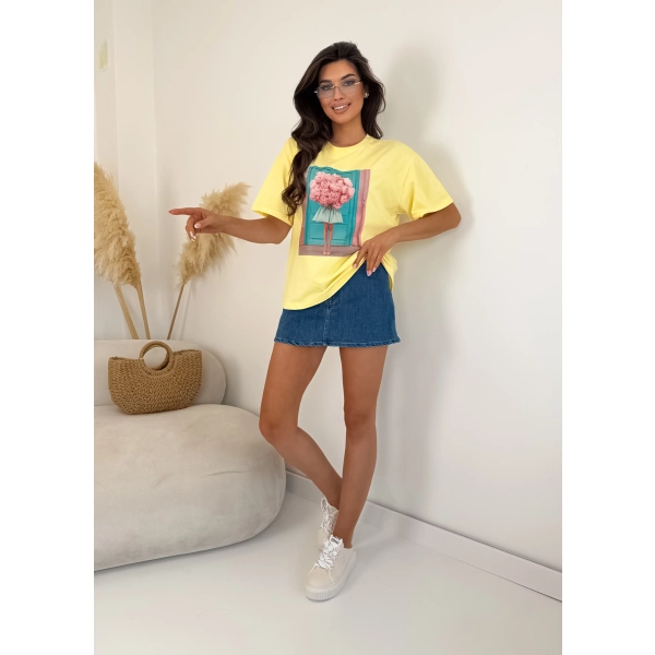T-shirt damski oversize z nadrukiem – bawełniana koszulka premium